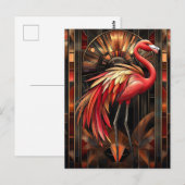 Vibrant Art Deco Flamingo Illustration Postkarte (Vorne/Hinten)