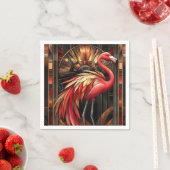 Vibrant Art Deco Flamingo Illustration Serviette (Beispiel)