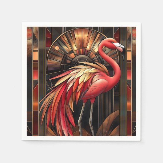 Vibrant Art Deco Flamingo Illustration Serviette (Vorderseite)