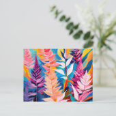 Vibrant Astilbe Floral Geometric Postkarte (Stehend Vorderseite)