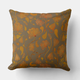 Vibrant Autumn floral in orange and brown Kissen