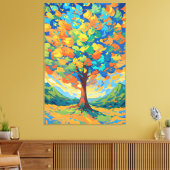 Vibrant Autumn Tree in Swirling Colors Leinwanddruck (Insitu (Wohnzimmer))