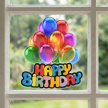 Vibrant Balloon Happy Birthday Window Cloning