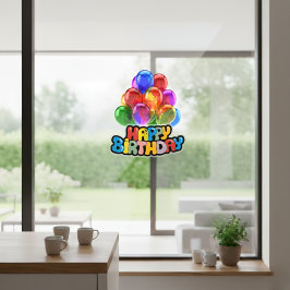 Vibrant Balloon Happy Birthday Window Cloning Fensteraufkleber