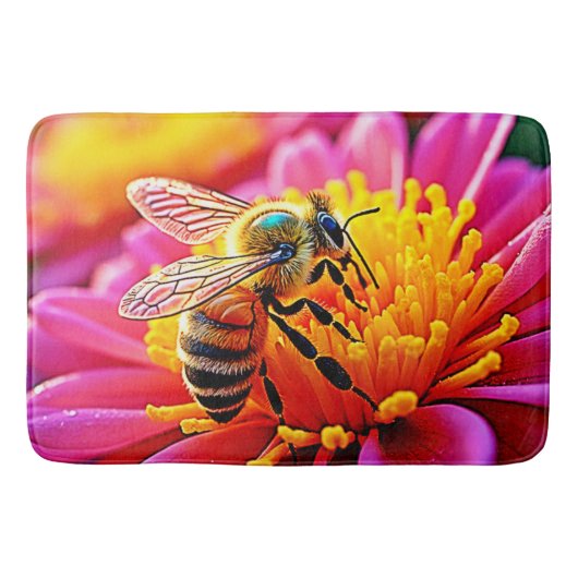 Vibrant Bee on Bloom Design Badematte (Vorderseite)