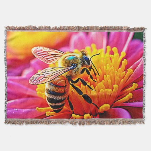 Vibrant Bee on Bloom Design Decke (Vorderseite)