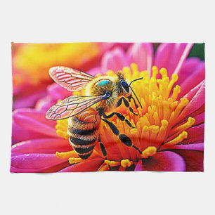 Vibrant Bee on Bloom Design Geschirrtuch