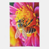 Vibrant Bee on Bloom Design Geschirrtuch (Vertikal)
