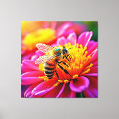Vibrant Bee on Bloom Design Leinwanddruck (Vorderseite)