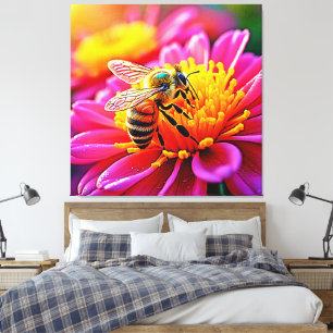 Vibrant Bee on Bloom Design Leinwanddruck