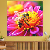 Vibrant Bee on Bloom Design Leinwanddruck (Insitu (Wohnzimmer))