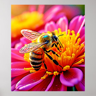 Vibrant Bee on Bloom Design Poster