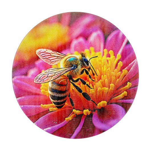 Vibrant Bee on Bloom Design Schneidebrett (Vorderseite)