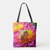 Vibrant Bee on Bloom Design Tasche (Rückseite)