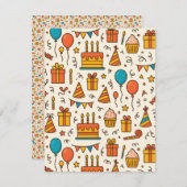 Vibrant Birthday Party Seamless Pattern Ankündigung (Vorne/Hinten)