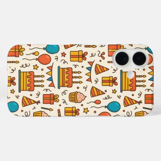 Vibrant Birthday Party Seamless Pattern Case-Mate iPhone Hülle (Rückseite (Horizontal))