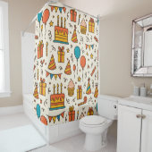 Vibrant Birthday Party Seamless Pattern Duschvorhang (Beispiel)