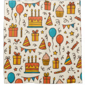 Vibrant Birthday Party Seamless Pattern Duschvorhang (Vorderseite)