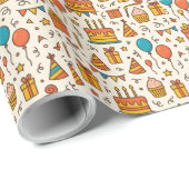 Vibrant Birthday Party Seamless Pattern Geschenkpapier (Rolleneckpunkt)