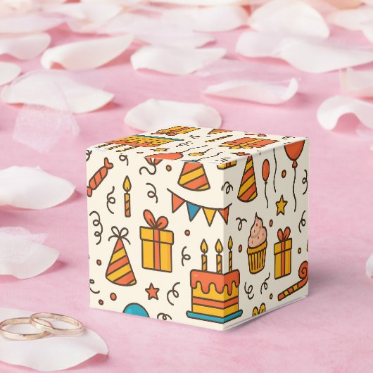 Vibrant Birthday Party Seamless Pattern Geschenkschachtel (Hochzeit)