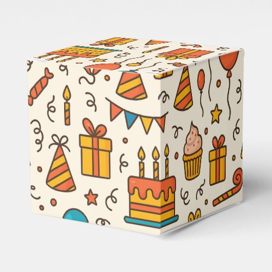 Vibrant Birthday Party Seamless Pattern Geschenkschachtel (Vorderseite)