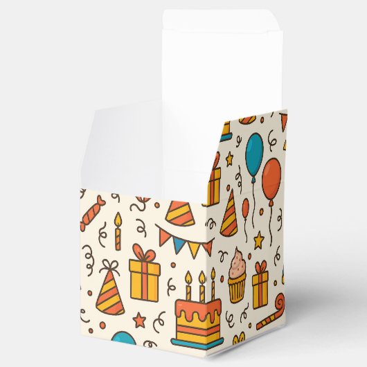 Vibrant Birthday Party Seamless Pattern Geschenkschachtel (Geöffnet)