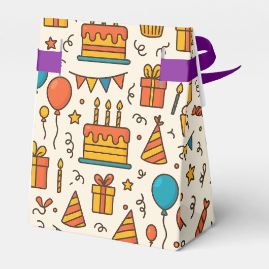 Vibrant Birthday Party Seamless Pattern Geschenkschachtel (Rückseite)