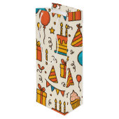 Vibrant Birthday Party Seamless Pattern Geschenktüte Für Weinflaschen (Rückseite Schrägansicht)