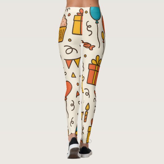 Vibrant Birthday Party Seamless Pattern Leggings (Rückseite)