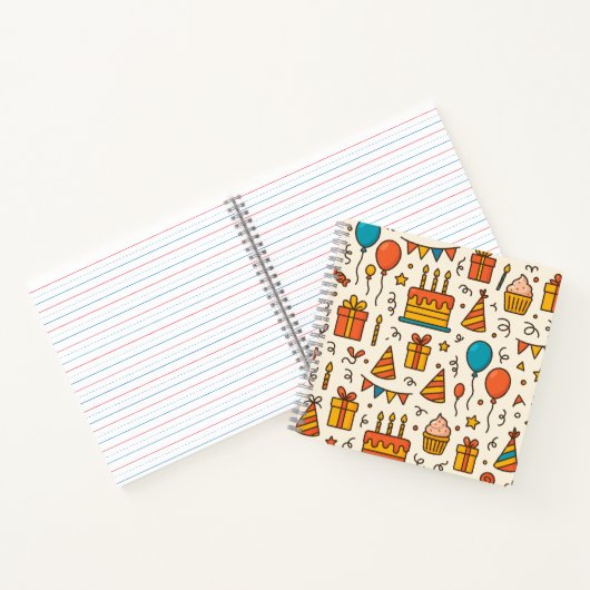 Vibrant Birthday Party Seamless Pattern Notizblock (Innenseite)