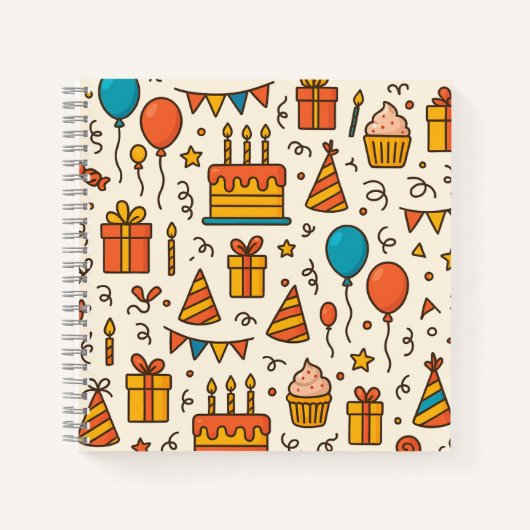 Vibrant Birthday Party Seamless Pattern Notizblock (Vorderseite)