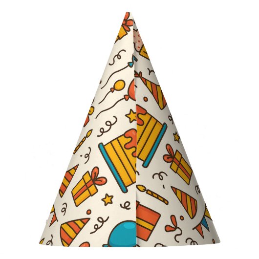 Vibrant Birthday Party Seamless Pattern Partyhütchen (Rückseite)