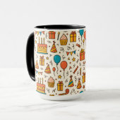 Vibrant Birthday Party Seamless Pattern Tasse (Vorderseite Links)