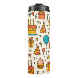Vibrant Birthday Party Seamless Pattern Thermosbecher
