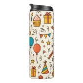 Vibrant Birthday Party Seamless Pattern Thermosbecher (Nach rechts gedreht)