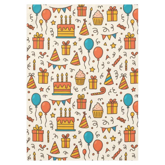 Vibrant Birthday Party Seamless Pattern Tischdecke (Vorderseite)
