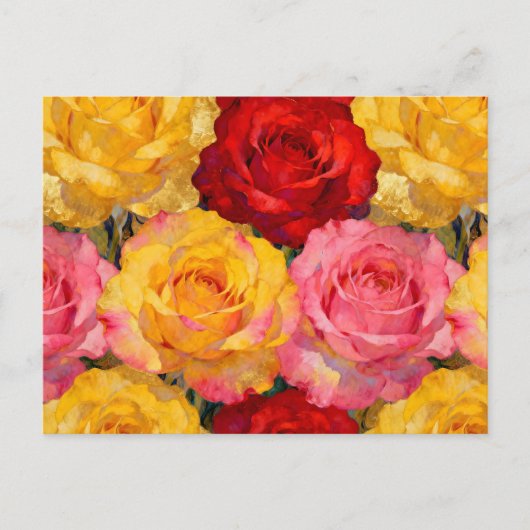 Vibrant Blooming Roses Postkarte (Vorderseite)