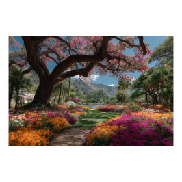Vibrant Blossom Tree Garden Paradise View Fotodruck