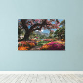 Vibrant Blossom Tree Garden Paradise View Leinwanddruck (Insitu (Holzboden))