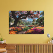 Vibrant Blossom Tree Garden Paradise View Leinwanddruck (Insitu (Wohnzimmer))