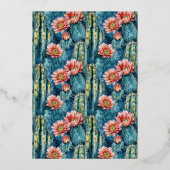Vibrant Blue Cactus Watercolor Pattern Folieneinladung (Rückseite)