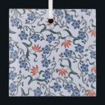 Vibrant Blue Floral Patterns with Green Vines Ornament Aus Glas<br><div class="desc">Floral pattern with vibrant blue flowers and orange accents intertwined with green vines on a light background,  creating a lively and elegant design.</div>