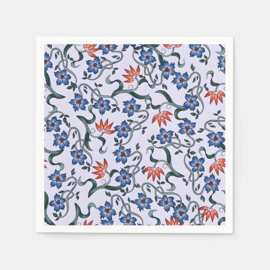  Vibrant Blue Floral Patterns with Green Vines Serviette (Vorderseite)