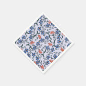  Vibrant Blue Floral Patterns with Green Vines Serviette (Ecke)