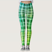 Vibrant Blue Green Plaid Gradient Pattern Leggings (Vorderseite)