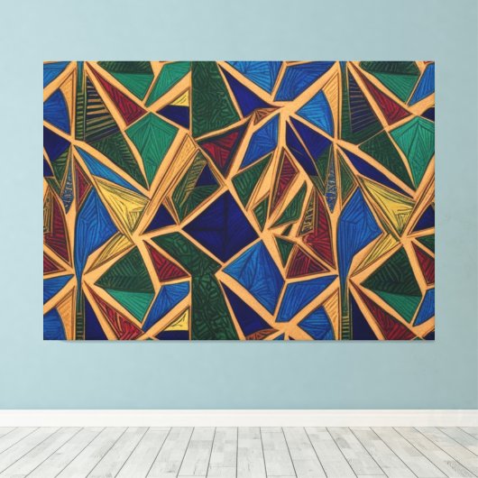 Vibrant Blue, Green & Red Geometric Pattern Leinwanddruck (Insitu (Holzboden))