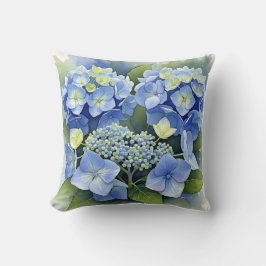 Vibrant Blue Hydrangea Watercolor  Decorative Kissen