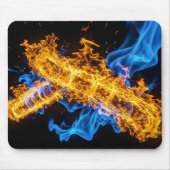 Vibrant Blue Orange Fire Energy Core Sci-Fi Mousepad (Vorne)