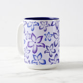 Vibrant Blue Purple Gradient Flower Zweifarbige Tasse (Vorderseite Links)