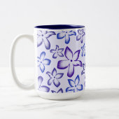 Vibrant Blue Purple Gradient Flower Zweifarbige Tasse (Links)